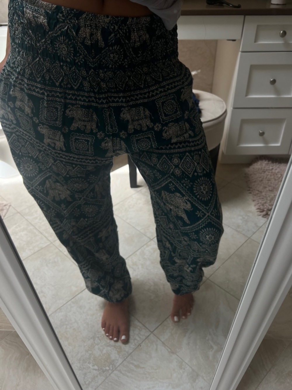 black + green elephant print pants #hippie #boho #festival